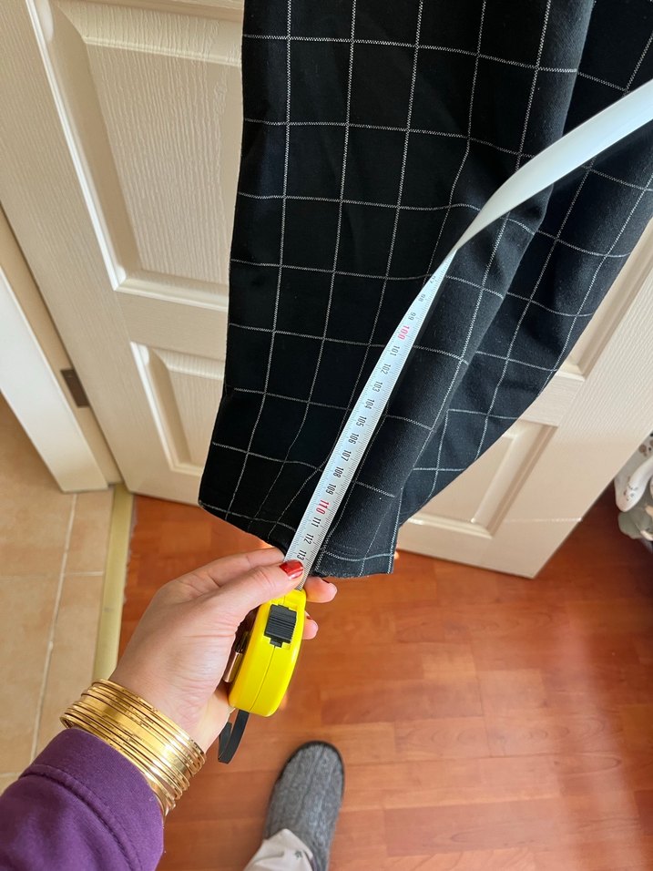 Düğmeli Gri Kareli Midi Elbise - Görsel 3