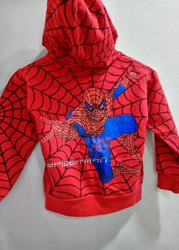 Kırmızı Örümcek Desenli Fermuarlı Erkek Sweatshirt - Görsel 3