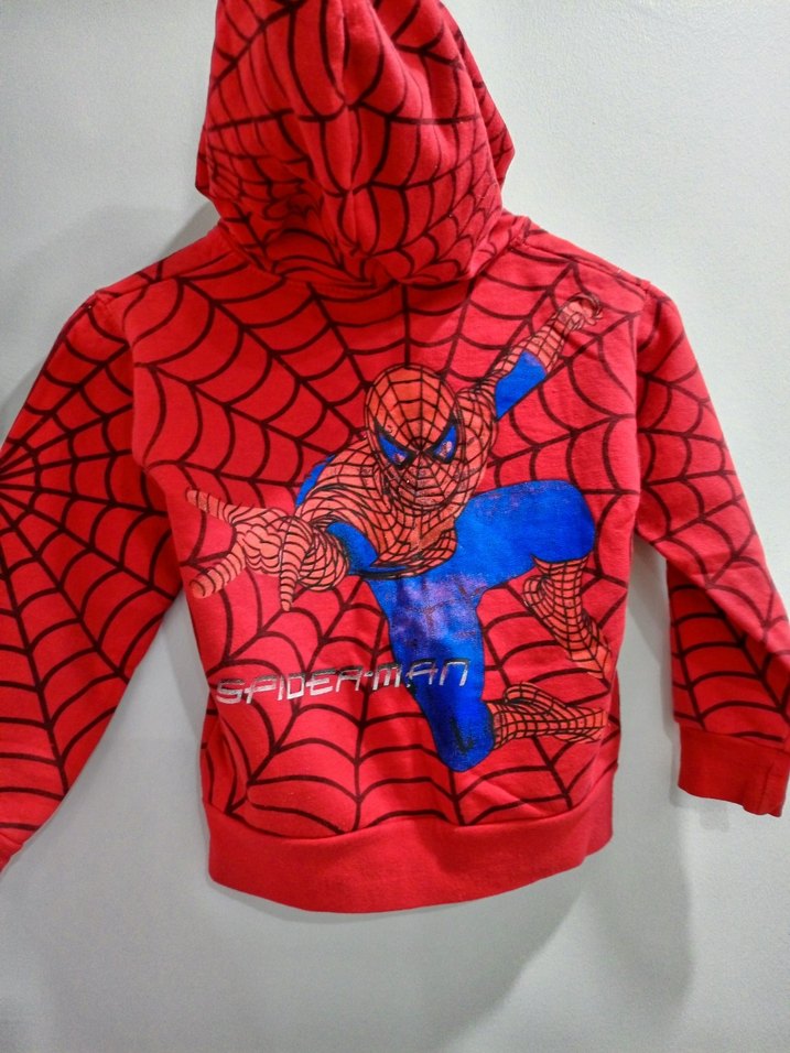 Kırmızı Örümcek Desenli Fermuarlı Erkek Sweatshirt - Görsel 3