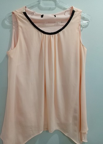 Bej Drapeli Kolsuz Mini Bluz - Görsel 2