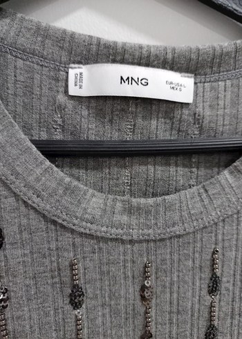 Nakışlı Gri Kolsuz Triko Kadın crop - Görsel 3