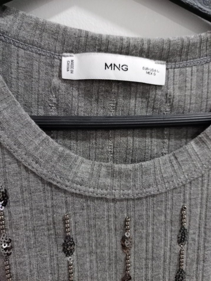 Nakışlı Gri Kolsuz Triko Kadın crop - Görsel 3