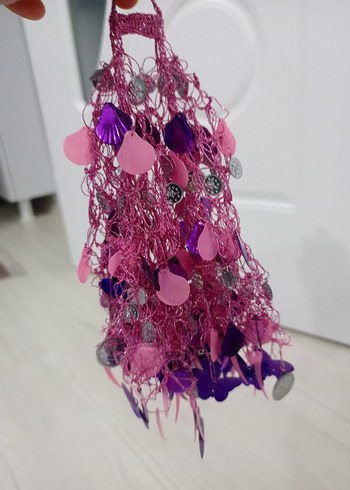 Renkli Dantel Detaylı Mor halay mendilleir - Görsel 2