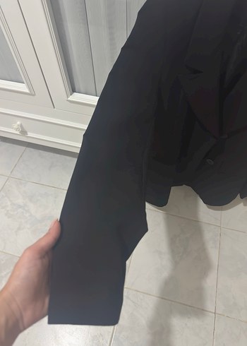 Kadın Siyah Uzun Kollu Düğmeli Blazer - Görsel 3