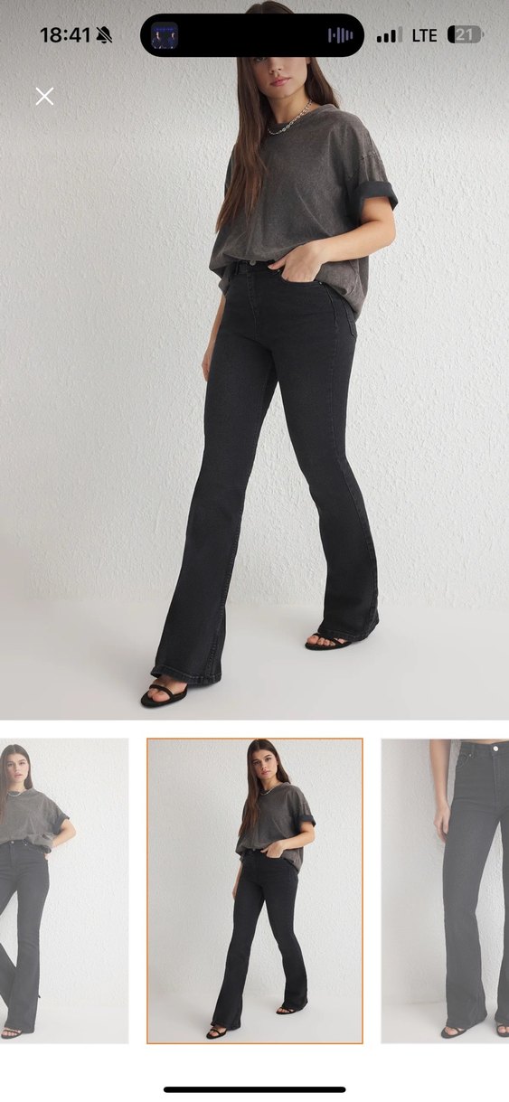 Siyah Kemerli Regular Fit Kadın Kot Pantolon - Görsel 2