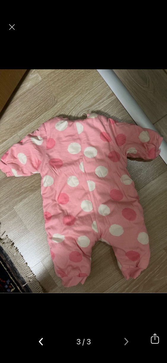 Pembe Puantiyeli Bebek Tulumu Fermuarlı - Görsel 2