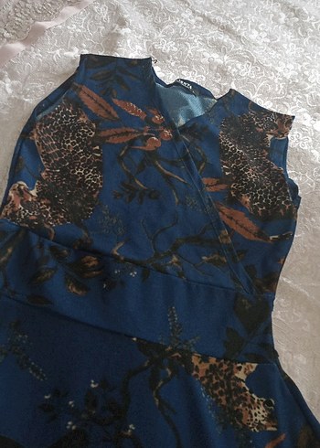 Bohem Desenli Mavi Uzun Kadın Elbise - Görsel 2