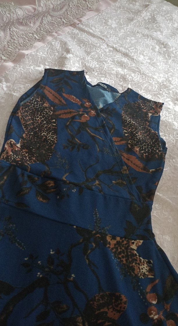 Bohem Desenli Mavi Uzun Kadın Elbise - Görsel 2