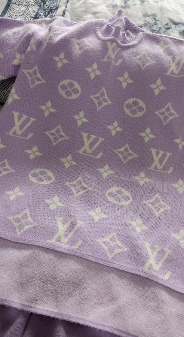 Mor Örgü Sweatshirt ve Bol Pantolon - Görsel 2