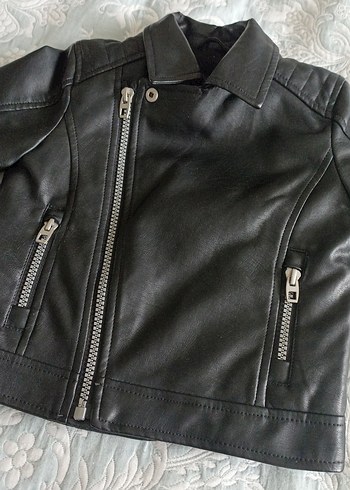 Çocuk Siyah Deri Biker Ceket - Görsel 2