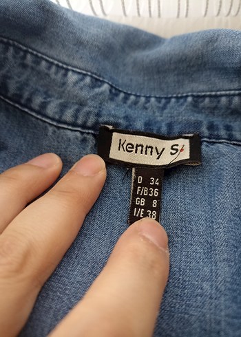 s Beden Kadın Gri Mavi Denim Gömlek