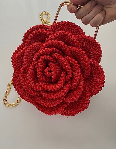 Diğer Gül çanta,örgü gül çanta,kırmızı gül çanta,bej gül çanta