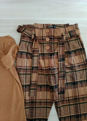 Kadın Kahverengi Pilili Rahat Kumaş Pantolon - Görsel 4