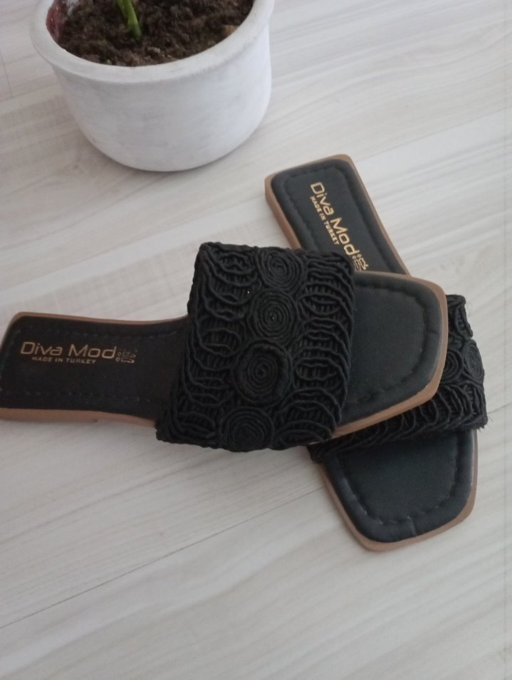 Siyah Nakışlı Bohem Kadın Terlik - Görsel 3