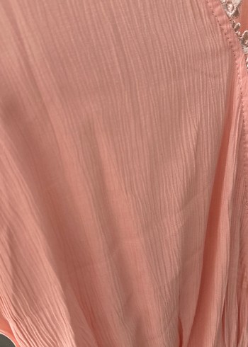 Dantel Detaylı Pembe V Yaka Bluz - Görsel 3