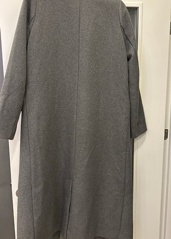 Gri Çift Düğmeli Uzun Kaban - Görsel 5