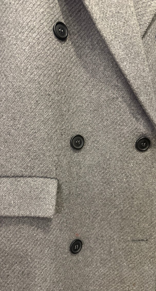 Gri Çift Düğmeli Uzun Kaban - Görsel 2