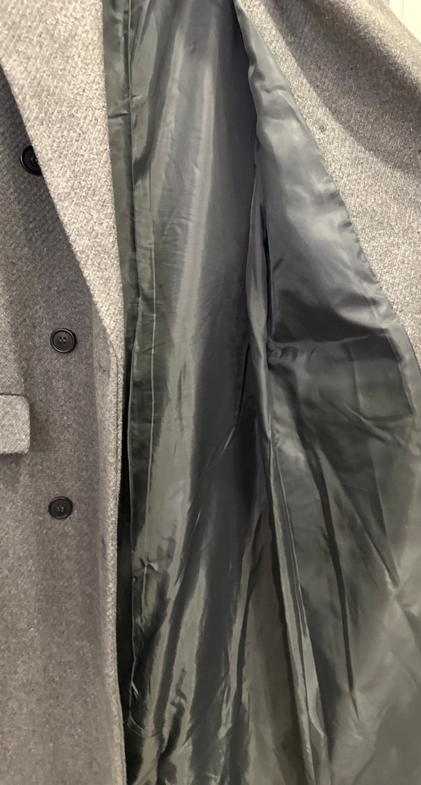 Gri Çift Düğmeli Uzun Kaban - Görsel 4