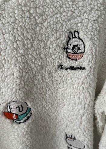 Nakışlı Kürklü Beyaz  Sweatshirt - Görsel 3