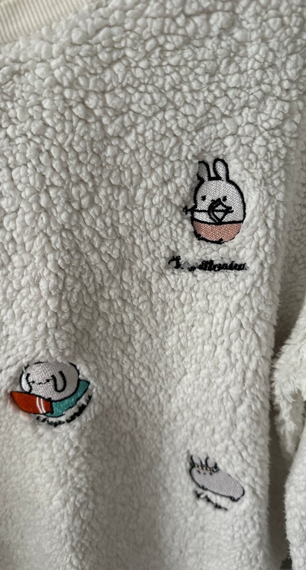 Nakışlı Kürklü Beyaz  Sweatshirt - Görsel 3