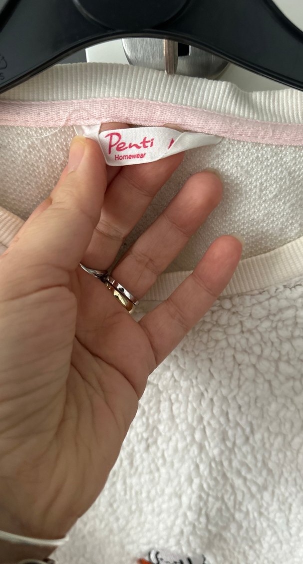 Nakışlı Kürklü Beyaz  Sweatshirt - Görsel 2