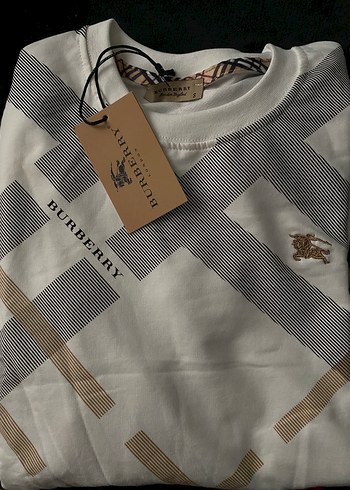 s Beden Burberry Erkek Beyaz Baskılı Sweatshirt