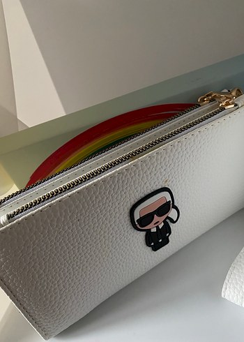 Beyaz Kadın Fermuarlı Deri Clutch Cüzdan - Görsel 4