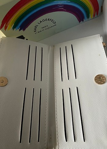 Beyaz Kadın Fermuarlı Deri Clutch Cüzdan - Görsel 3