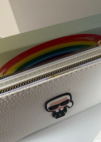 Beyaz Kadın Fermuarlı Deri Clutch Cüzdan - Görsel 2