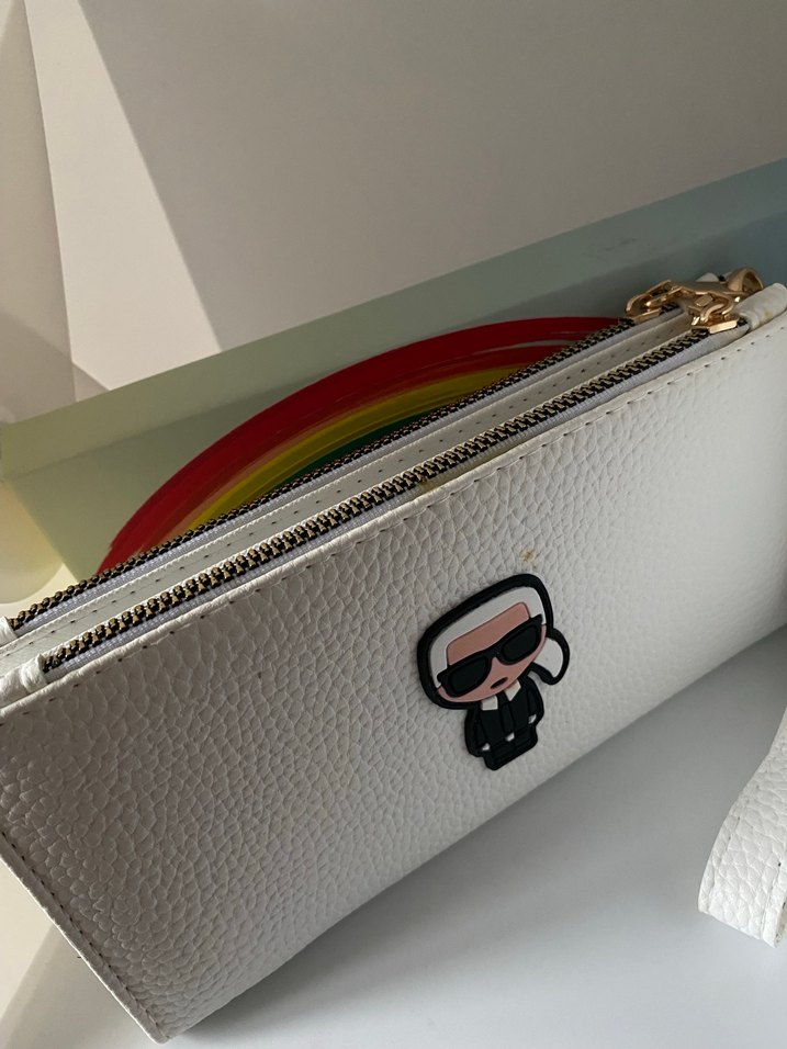 Beyaz Kadın Fermuarlı Deri Clutch Cüzdan - Görsel 4