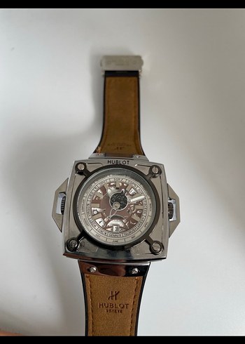 Bej Deri Kayışlı Gri Hublot Erkek Saati - Görsel 2