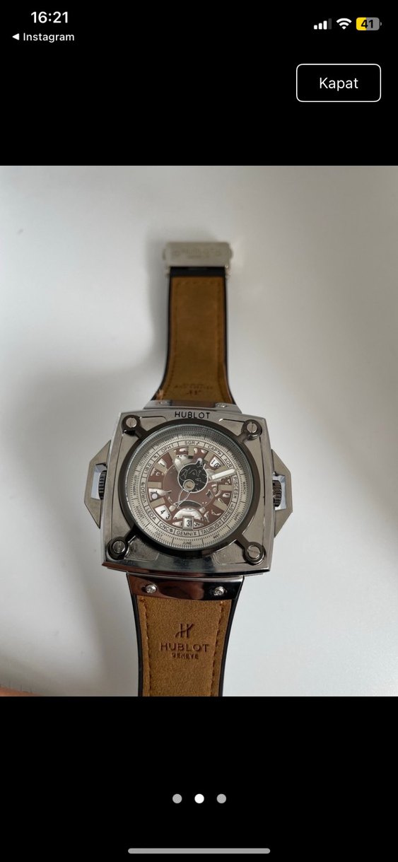 Bej Deri Kayışlı Gri Hublot Erkek Saati - Görsel 2