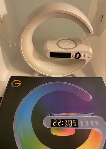 Beyaz Bluetooth Hoparlör ve Saat - Görsel 2