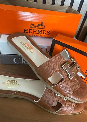 Hermes Kahverengi Deri Tokalı Topuklu Terlik - Görsel 3