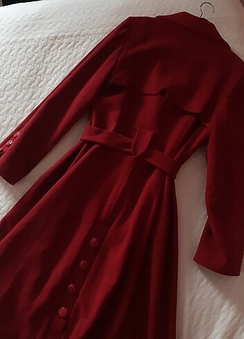 44 Beden bordo Renk Kırmızı Kaşe Kaban Palto