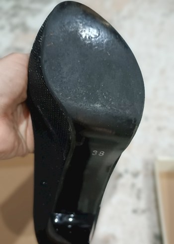 38 Beden siyah Renk Siyah simli Stiletto Kadın Topuklu Ayakkabı 38 numara