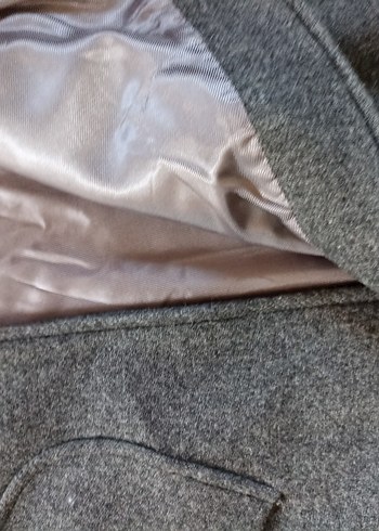 zara düğmeli Gri YünPelerin - Görsel 3