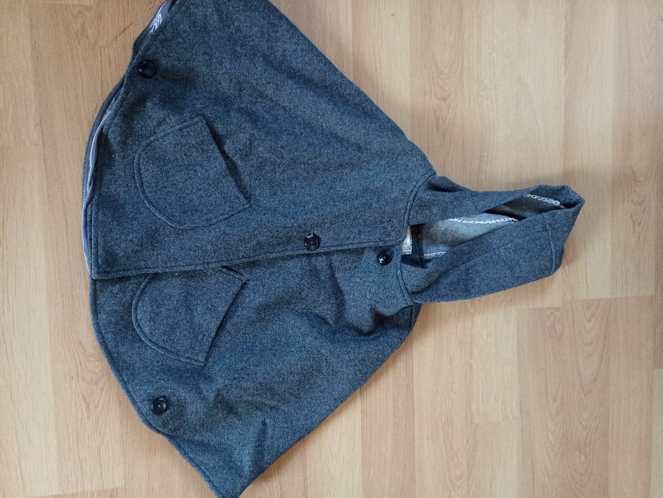 zara düğmeli Gri YünPelerin - Görsel 4