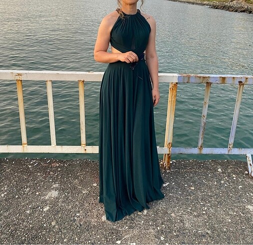 Abiye Zümrüt yeşili abiye elbise