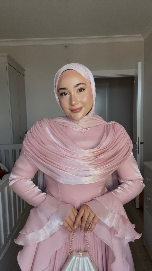 Pudra Pileli Uzun Nişan Elbisesi - Görsel 2