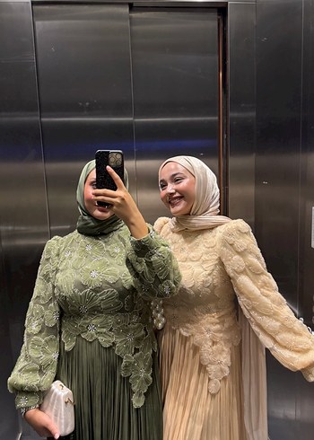 Bej Uzun Kol Bohem Drape Detaylı Kadın Elbise - Görsel 7