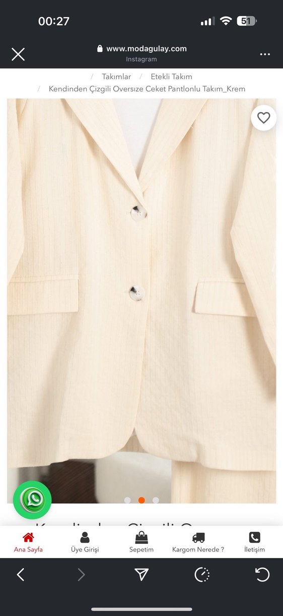 Kadın Çizgi Desenli Blazer keten - Görsel 3