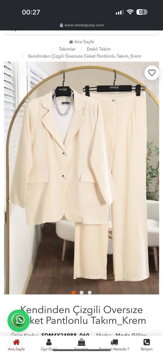 Kadın Çizgi Desenli Blazer keten - Görsel 2