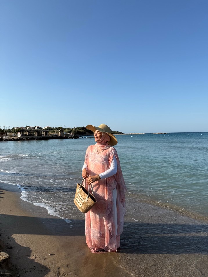 Bohem Tarz Pastel Bağlama Desenli Uzun Elbise - Görsel 4