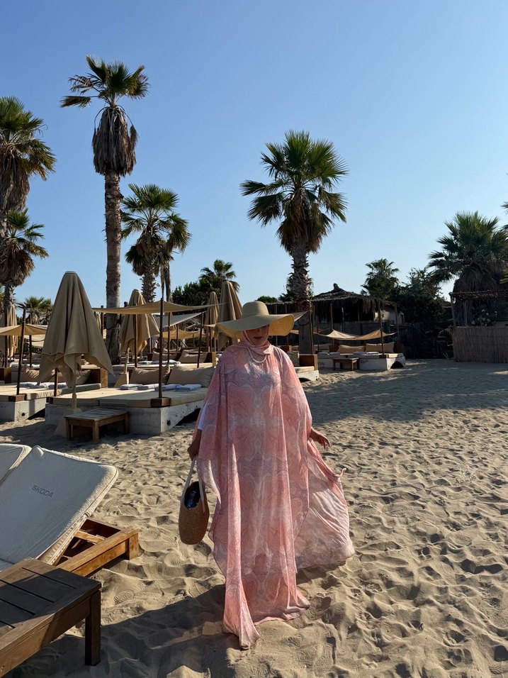 Bohem Tarz Pastel Bağlama Desenli Uzun Elbise - Görsel 3