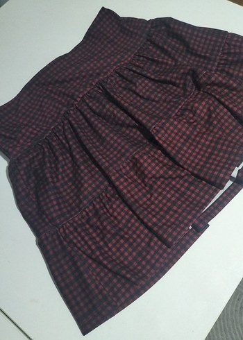 Bordo Pilili Midi Etek