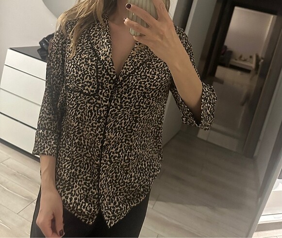 Leopar desenli gömlek