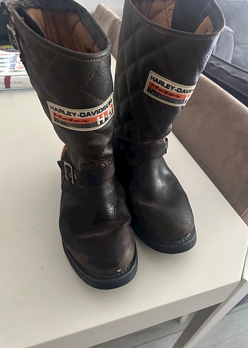 Kahverengi Deri Harley-Davidson Biker Erkek Botları
