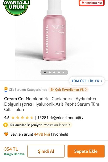  Beden Renk Hyalüronik asit serum