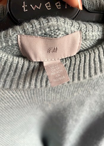 xs Beden turkuaz Renk Kirli Mavi H&M bisiklet yaka kazak